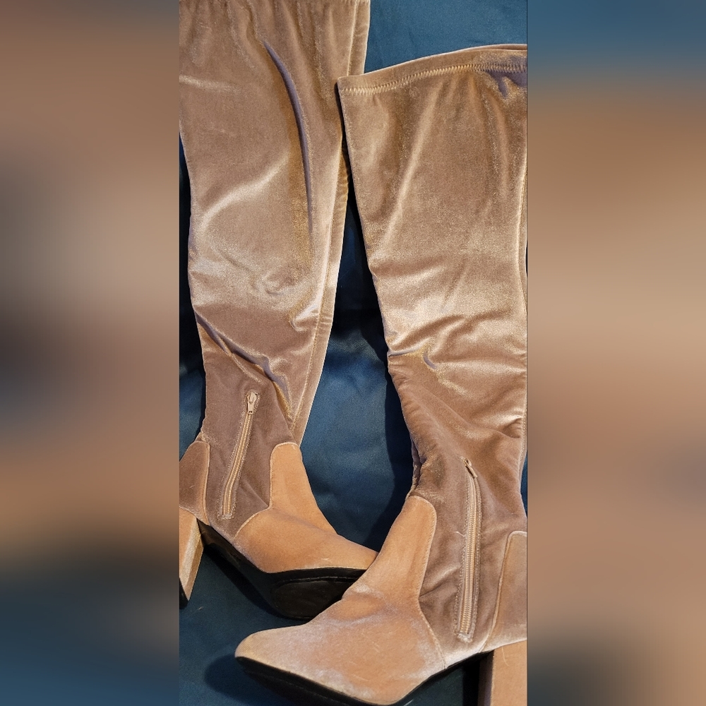 Over the knee velvet Women's boots